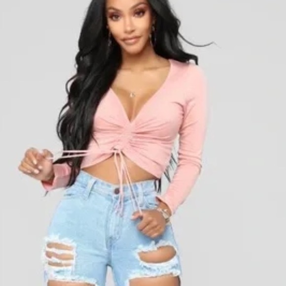 Sierra Ruched Cropped Top- Mauve - Picture 2 of 3